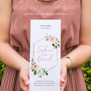 Trifold Wedding Program Template, Wedding Ceremony Program, Backyard