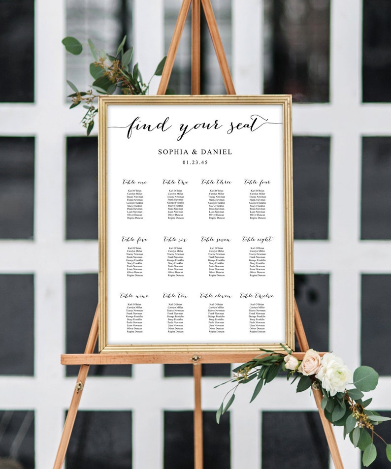 Wedding Seating Chart Template, Printable Table Arrangement Sign, DIY Wedding Seating Sign, Minimal Elegance, Wedding, Instant Download image 10