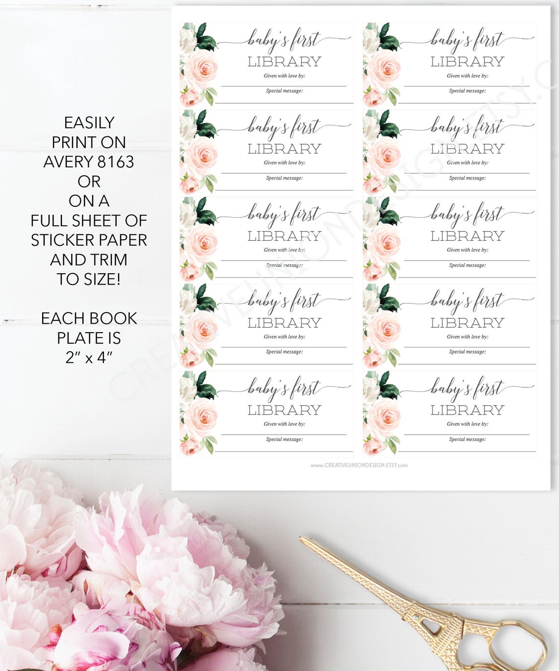 Baby Shower Book Plate Book Plates Printable Book Labels - Etsy