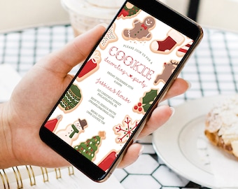 Digital Christmas Cookie Decorating Party Invite, Cookie Party Invitation, Editable, Template, Christmas Cookies, Holiday Cookies