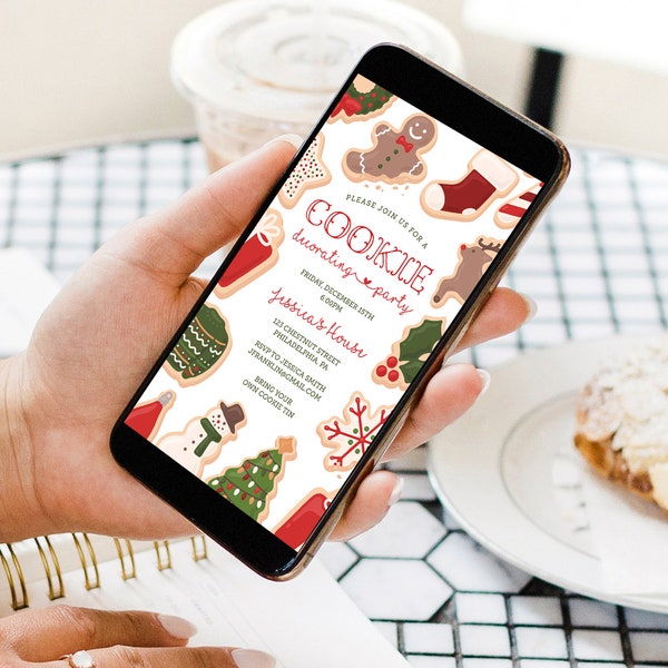 Digital Christmas Cookie Decorating Party Invite, Cookie Party Invitation, Editable, Template, Christmas Cookies, Holiday Cookies