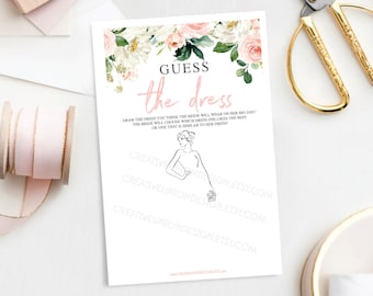 Guess the Dress Game - Bridal Shower Games - Guess the Brides Dress - Printable Bridal Shower - Bachelorette Party Game - Airy Blush