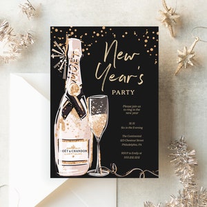 New Year's Eve Party Invitation Template, Confetti, Printable New Years ...