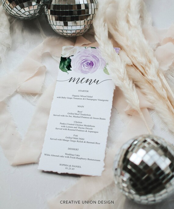 Wedding Menu Template Printable Menu Editable Menu Bridal - Etsy