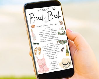 Beach Bachelorette Itinerary Template, Digital Schedule, Instant Download, Agenda, Bachelorette Weekend Itinerary, Girls Weekend, Hen's
