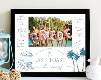 Beach Bachelorette Photo Mat Template, Bachelorette Party Keepsake 8x10, Party Bachelorette 4x6 DIY Photo Keepsake, Last Toast On The Coast