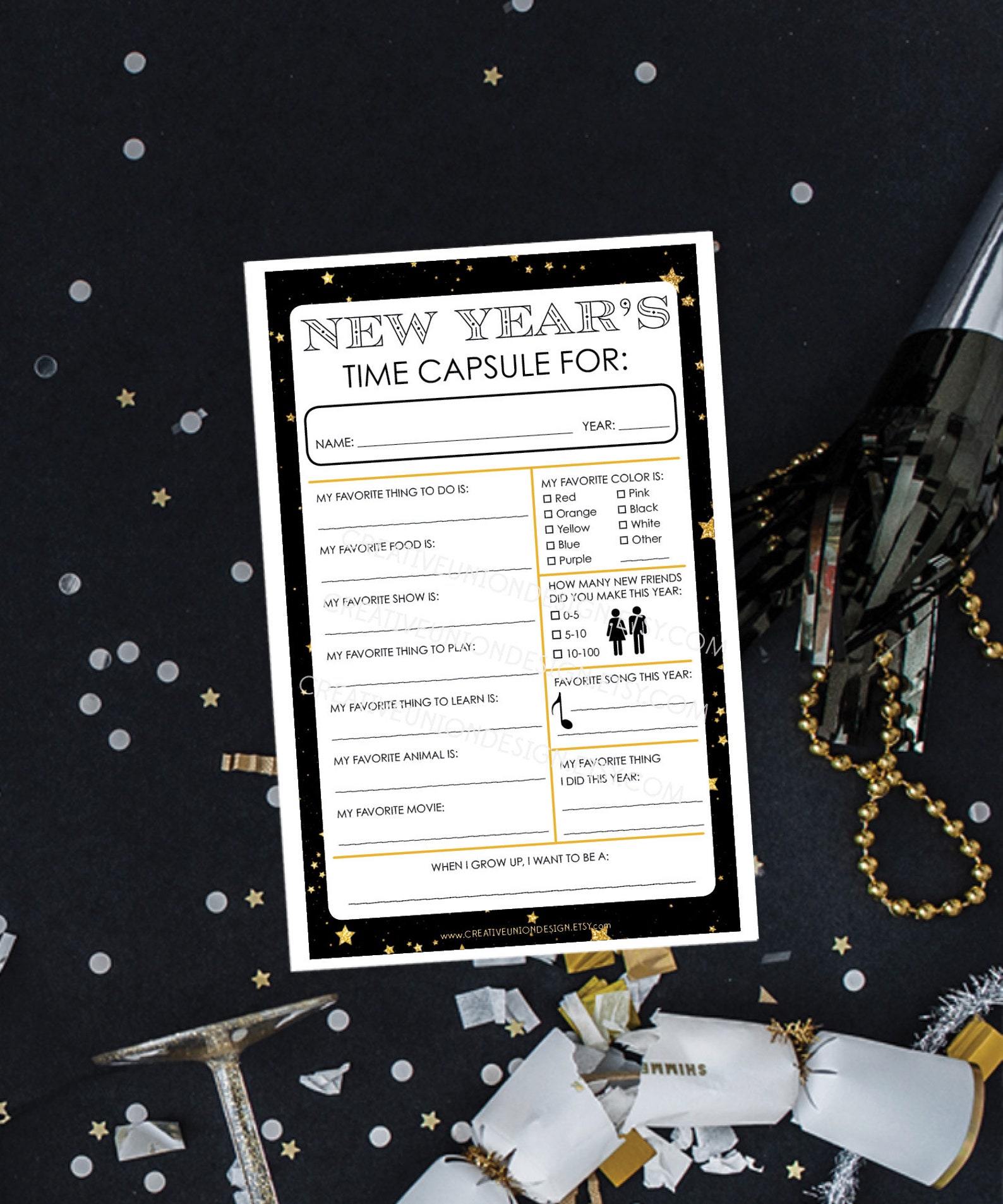 New Years Eve Time Capsule for Kids - Family New Years Eve Game - New ...