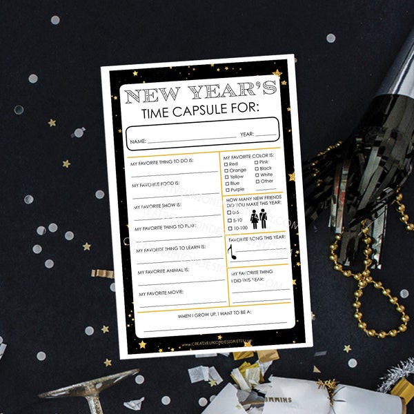 New Years Eve Time Capsule for Kids - Family New Years Eve Game - New Years Eve Party Game - Game for Kids - New Year's Eve Decorations