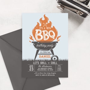 BBQ Birthday Invitation Template, Adult Birthday Party Invite, Backyard BBQ Invitation, Editable Download, House Party, 30th Birthday, 40th