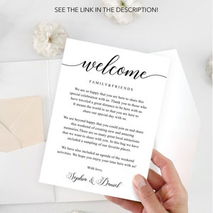 Wedding Itinerary Template, Printable Wedding Welcome Bag Letter, Timeline, Weekend Schedule, Information for Guests, Classic Calligraphy image 10