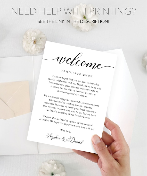 Printable Welcome Letter Wedding Welcome Bag Note Welcome -   Wedding  welcome bags, Wedding welcome letters, Letter templates