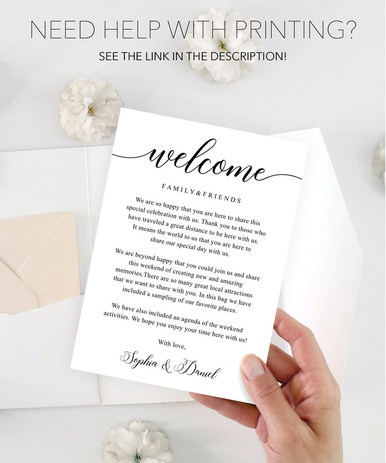 Wedding Itinerary Template, Printable Wedding Welcome Bag Letter, Timeline, Weekend Schedule, Information for Guests, Classic Calligraphy image 10