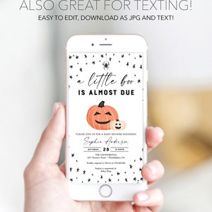 Halloween Printable Baby Shower Invite, Editable Invites, Boy or Girl ...