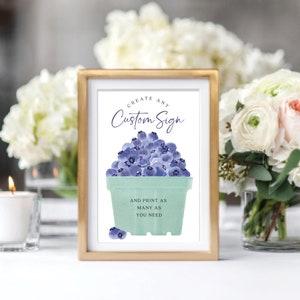 Editable Custom Sign Template, Custom Berry First Birthday Sign, Favors ...