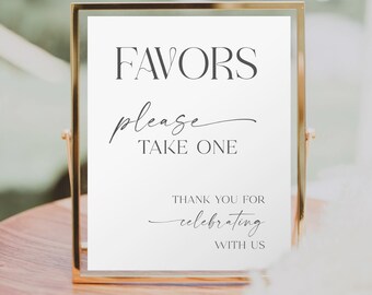 Favors Table Sign File, 8x10 Printable Sign, Minimalist Wedding, Wedding Sign, DIY, Bridal Shower, Decor, Modern Whimsy, Instant Download