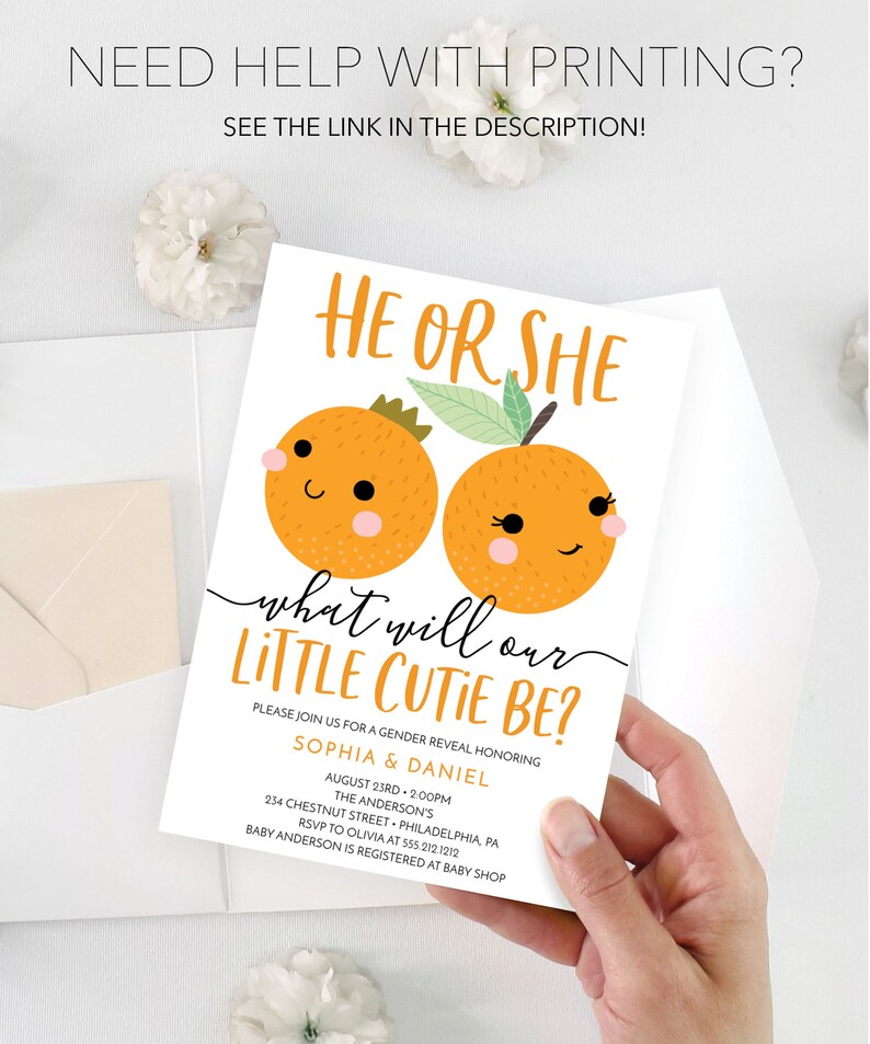 A Little Cutie Gender Reveal Invitation, Gender Reveal Party Invite, Editable Printable, Gender Neutral, Couples Baby Shower, He or She image 7