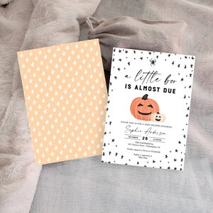 Halloween Printable Baby Shower Invite, Editable Invites, Boy or Girl ...
