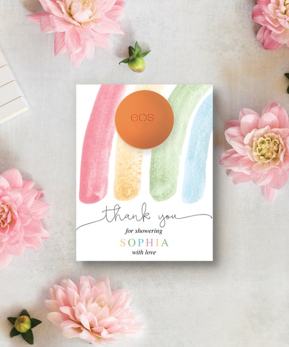 EOS Lip Balm Baby Shower Favors Boho Rainbow Printable 