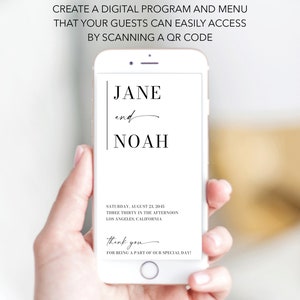 QR Code Wedding Program Template and Scannable Wedding Welcome Sign ...