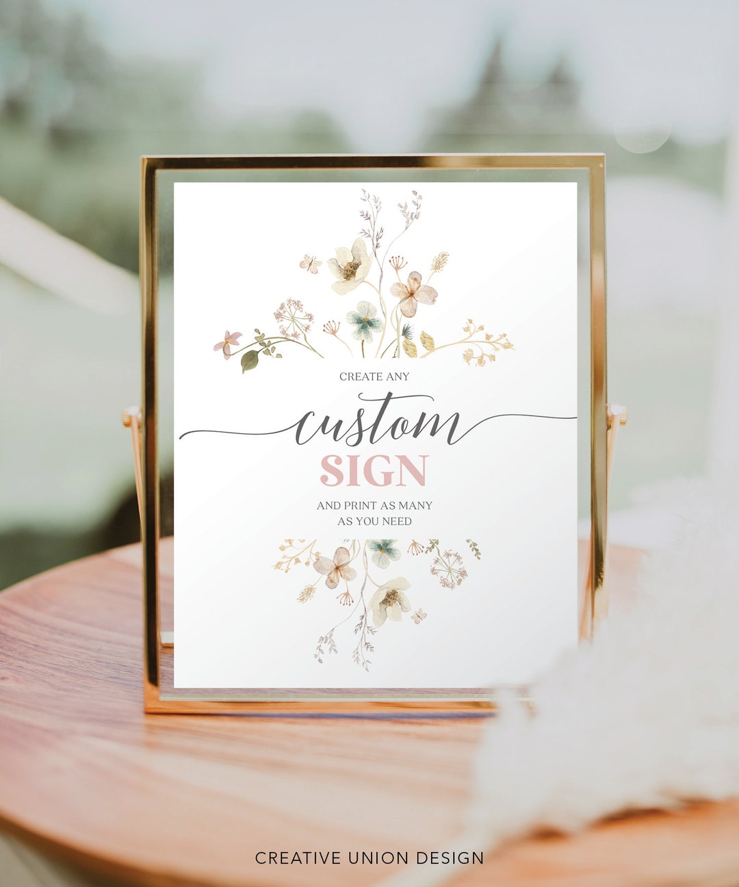 Boho Wildflowers Custom Sign Template, Editable Boho Bridal Shower Sign ...