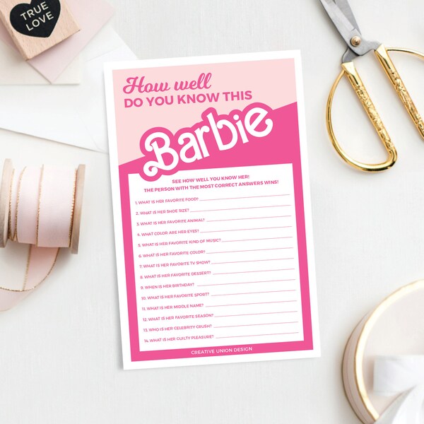 How Well Do You Know The Bachelorette, Bachelorette Party Games, Printable Bachelorette Game, Hen,  Instant Download, Fashion Doll, Barb