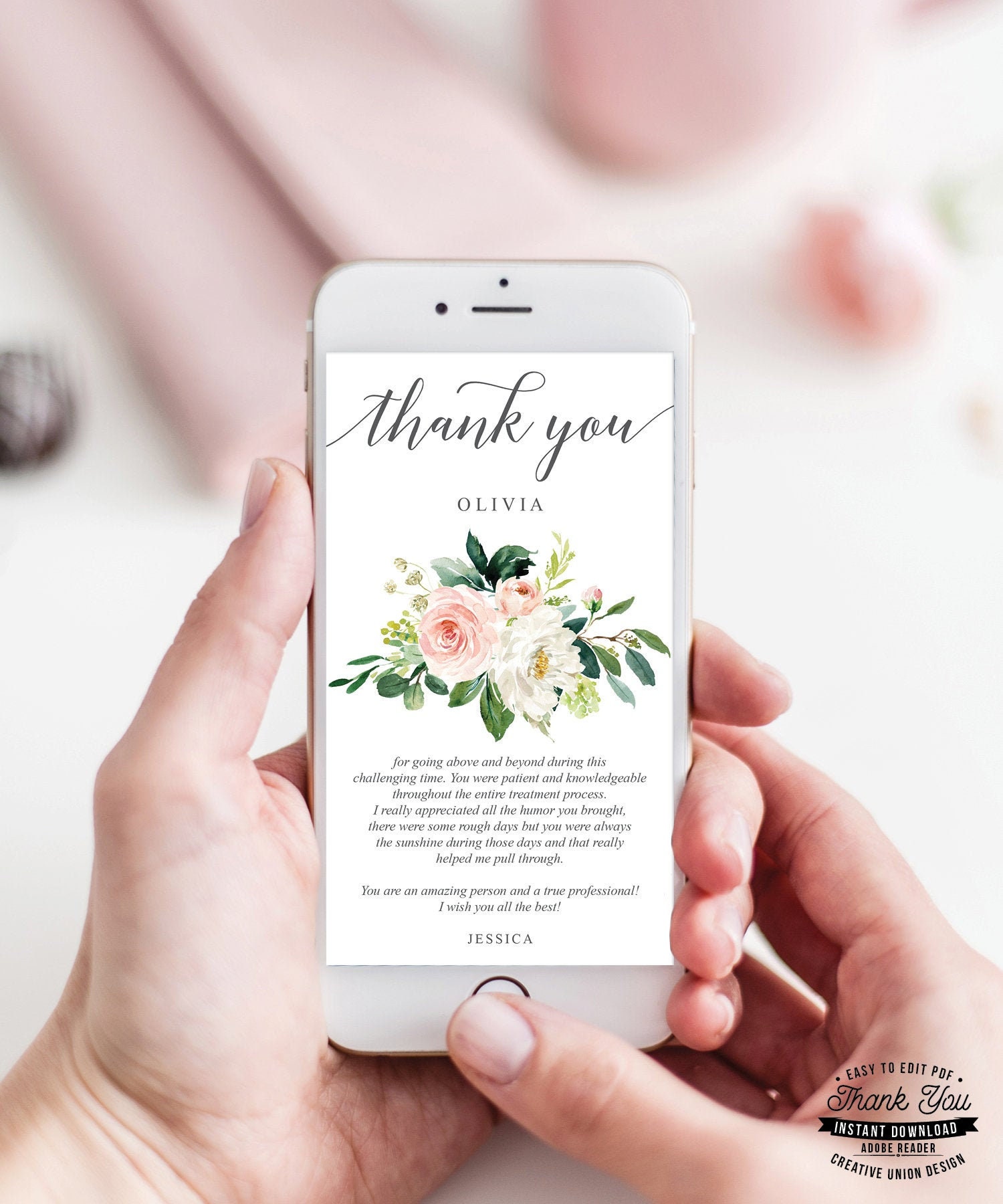 Virtual Thank You Card Digital Thank You Cards Last Minute Etsy