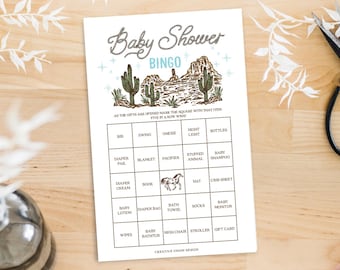 Western Cowboy Baby Shower Bingo 60 Unique Game Sheets Boy Baby Shower Games Country Baby Shower Instant Download Rodeo Boho Baby Shower