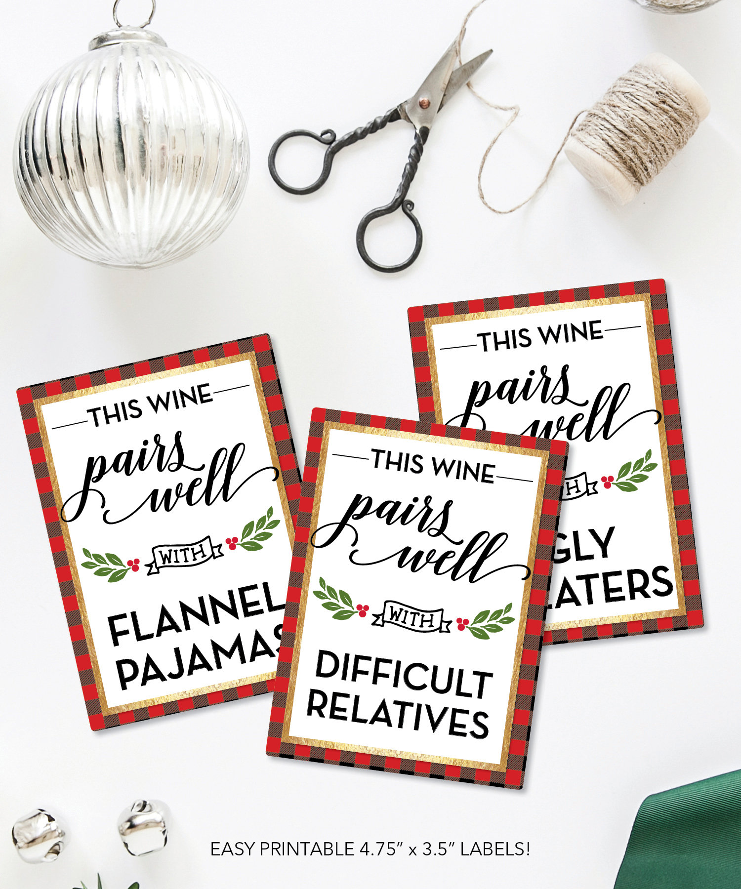 Funny Printable Wine Labels Holiday Christmas Wine Labels | Etsy