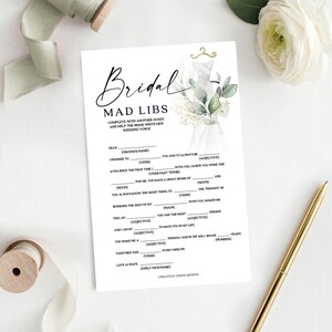 Brautdusche Spiel, Mad Libs, Brautdusche Spiele zum Ausdrucken, Hochzeit Duschspiel, Paare Dusche, Brautdusche Spiele, Aquarell Grün