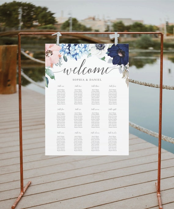 Wedding Seating Chart Template Table Arrangement Sign DIY Etsy