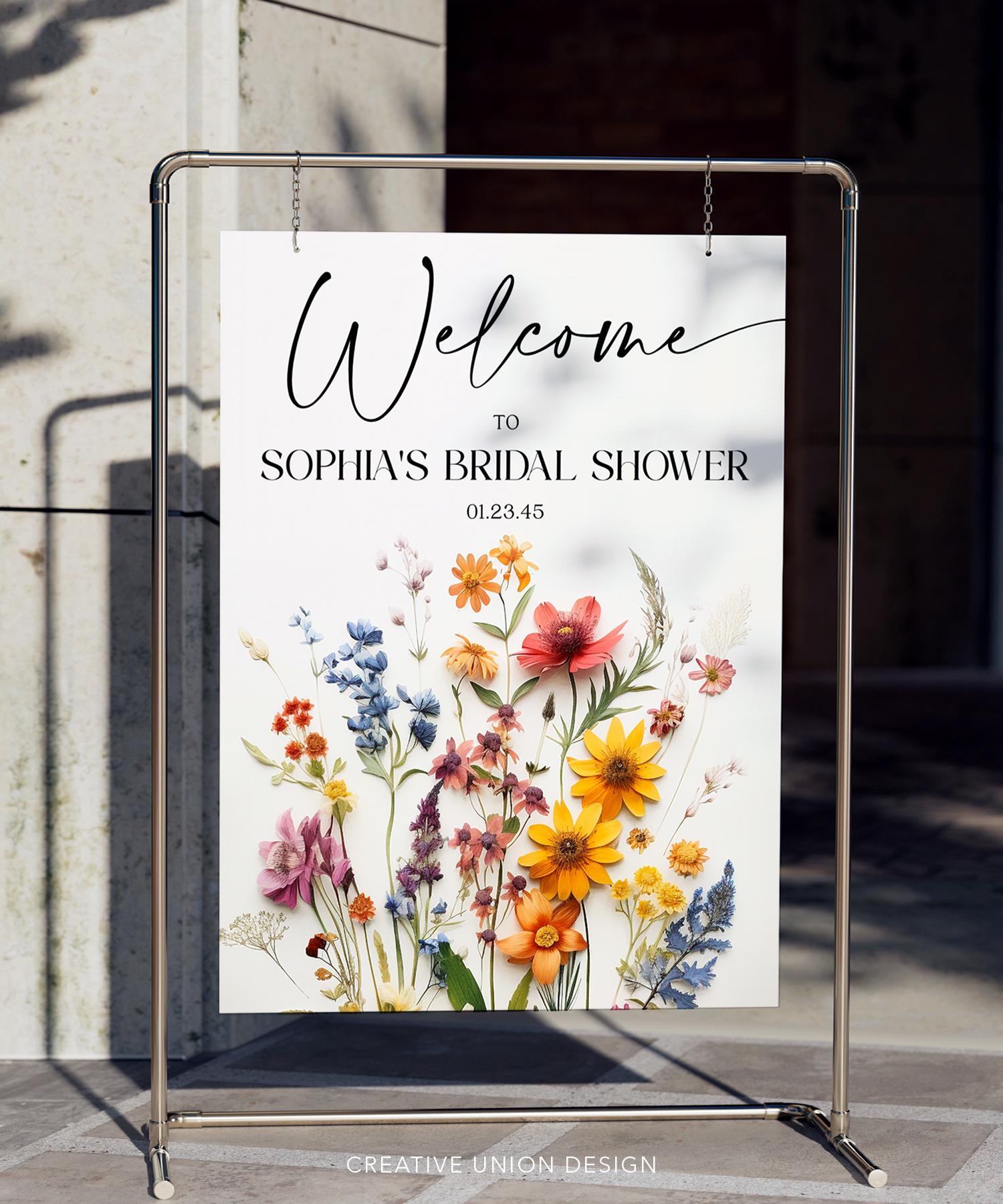 Editable Wildflower Welcome Sign Template Pressed Flowers Printable ...