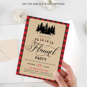 Flannel Christmas Party Invitation Template, Flannel Party Invite ...