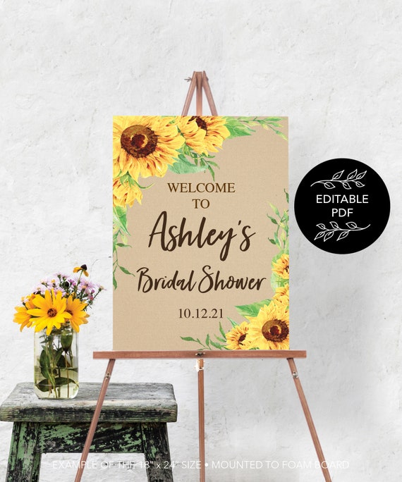 Editable Bridal Shower Welcome Sign Sunflower Welcome Bridal Shower Editable Baby Shower Welcome Instant Download Sunflowers By Creative Union Design Catch My Party