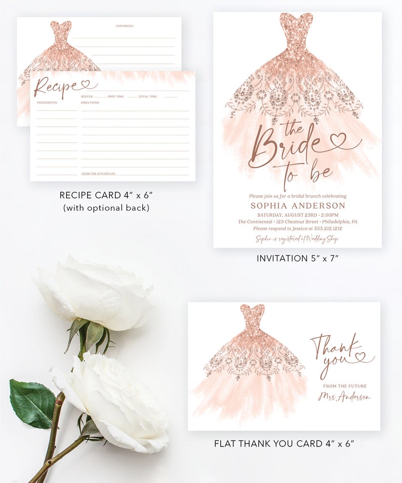 Bridal Shower Invitation Set Template Printable Editable Etsy