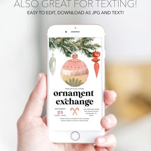 Ornament Exchange Invitation Template, Christmas Party Invites, Holiday ...
