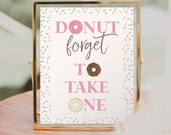 Editable Donut Favor Sign Template, Take One Sign, Donut Favors, Printable Table Signs, Donut Party, Love is Sweet, Party Favors, Sprinkle
