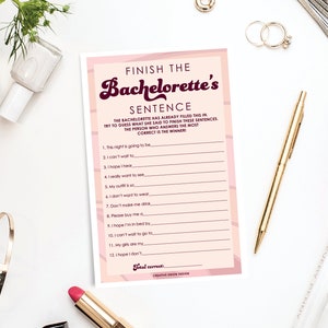 Retro Finish the Bachelorette's Sentence, Bachelorette Party Game ...