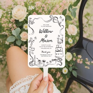 Hand Drawn Wedding Program Fan