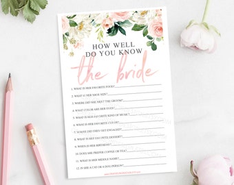 How Well Do You Know The Bride Shower Game - Bridal Shower Game - Wedding Shower - Airy Blush - Print at Home - Instant Download