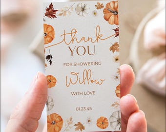 A Little Pumpkin Baby Shower Favor Tag Template for Fall Baby Shower