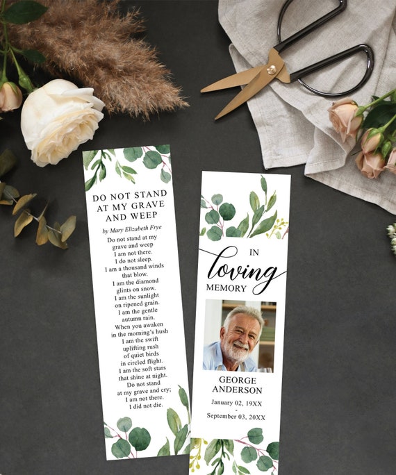 Funeral Bookmark Template Printable Celebration of Life Etsy