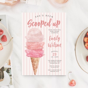 She&#39;s Been Scooped Up Bridal Shower Invite, Ice Cream Bridal Shower Invitation Template, Here&#39;s The Scoop Bridal Shower Brunch, Download