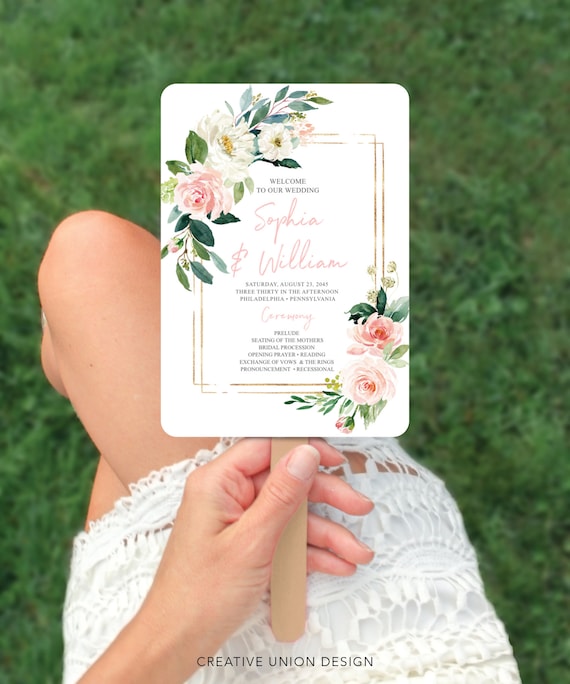 Wedding Program Fan Template, Editable Program With Timeline