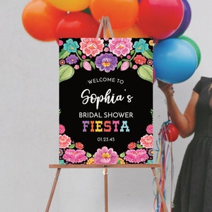 Fiesta Bridal Shower Welcome Sign Template, Welcome Bridal Shower, Bridal Shower Fiesta Sign, Download, Mexican Flowers, Floral Fiesta