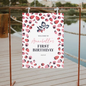 Berry Sweet Editable Birthday Party Welcome Sign Template, Welcome ...