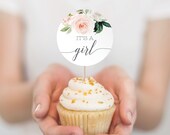 Cupcake Toppers Printable - It's A Girl - Oh Baby - Baby Shower Cupcake Toppers - Baby Shower Decor - Favors - Cupcakes - Blushing Blooms Il_170x135
