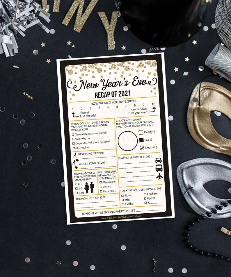 New Years Eve Game, New Year's Eve Wedding,  Recap of 2021 Game, Family New Years Eve Game, Party Game, Happy New Year, Wedding Game 