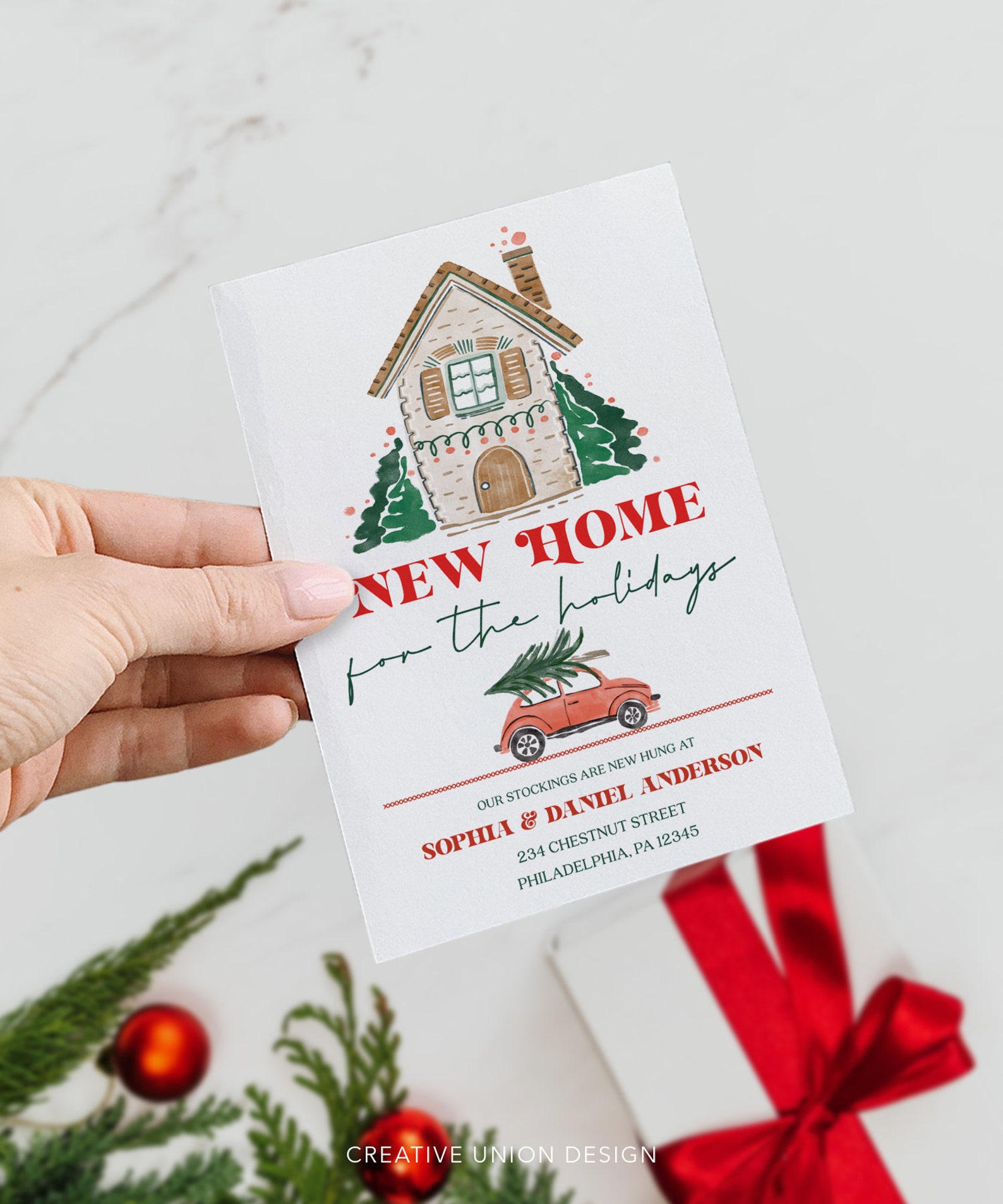 New Home Moving Announcement Christmas Cards Holiday Card Etsy