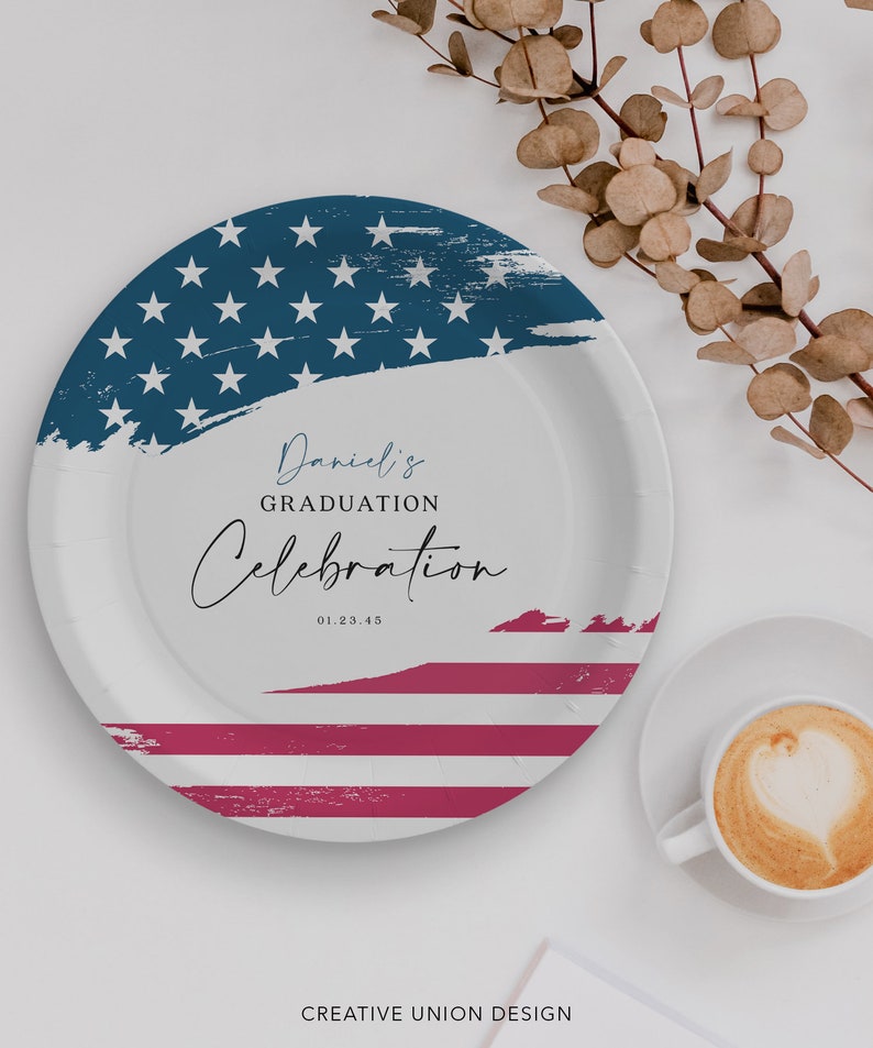 Personalized Paper Plates Template Graduation Party Decor Etsy