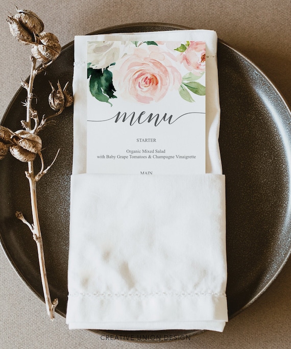 Wedding Menu Template Printable Menu Editable Menu Bridal - Etsy